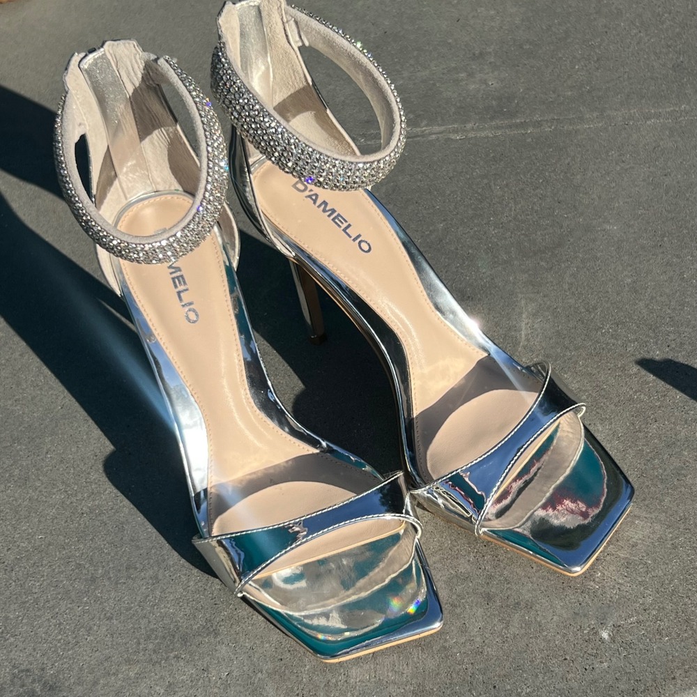 D'Amelio Havri Stiletto Heels Womens 10 Silver Excellent